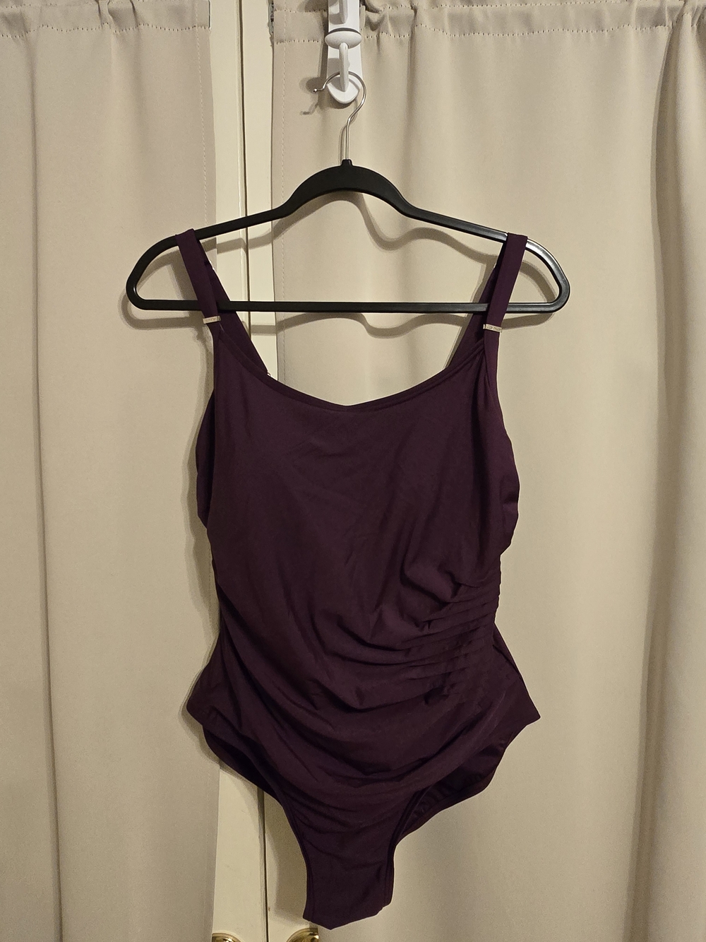 Calvin Klein Plum Ruched One-Piece Swimsuit Size 14